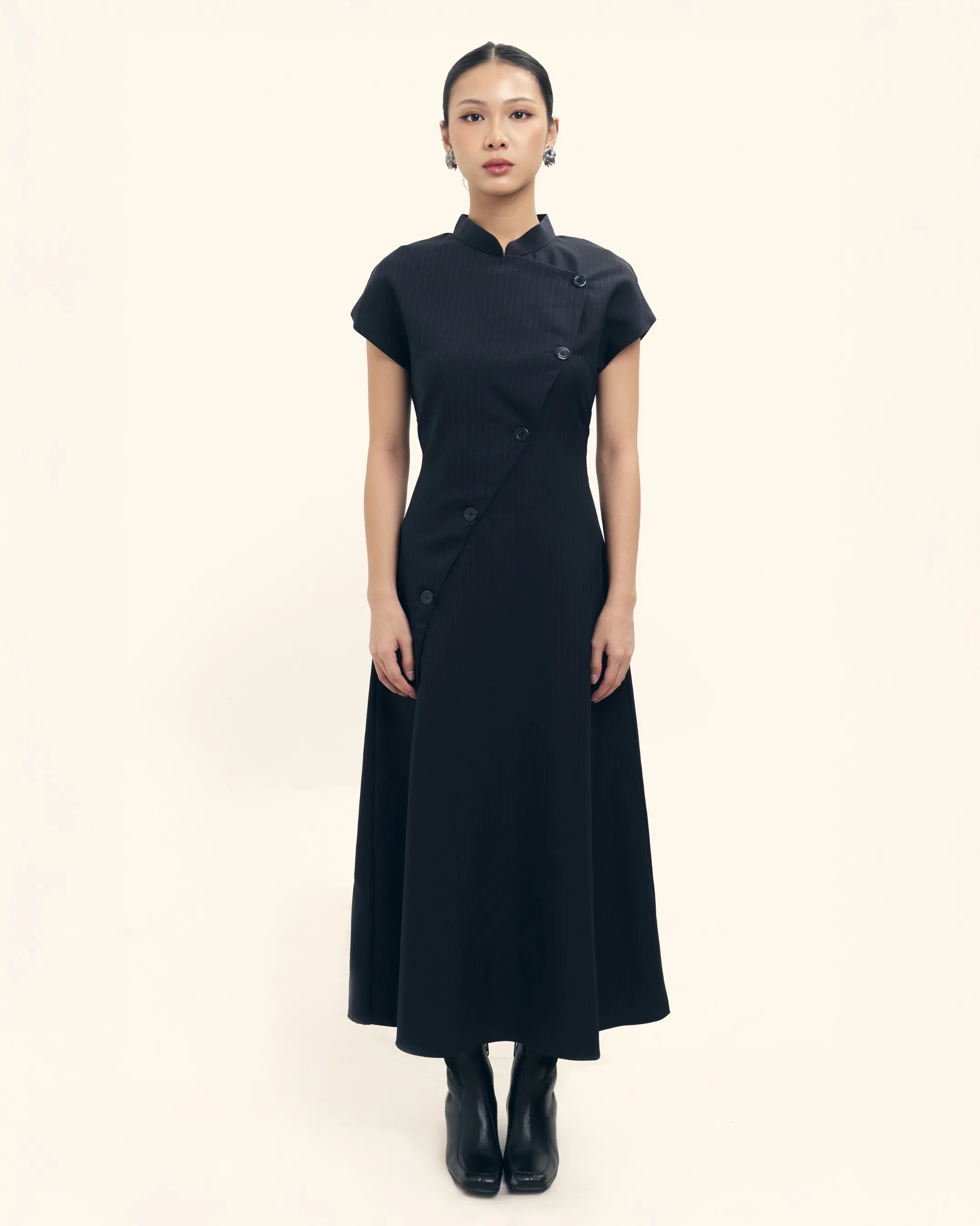RD-0476 - Nawa Clo - Beskap Dress in Wool in Black