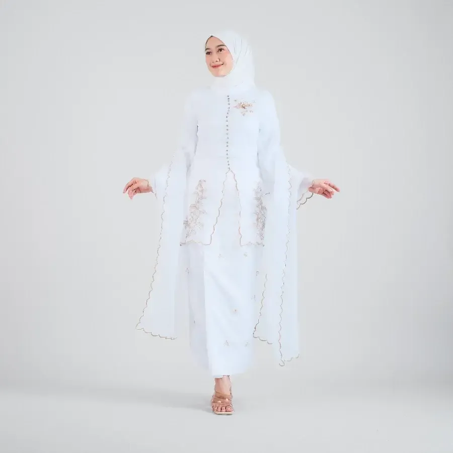 RD-0295 - Elbise - Kebaya Kurung White