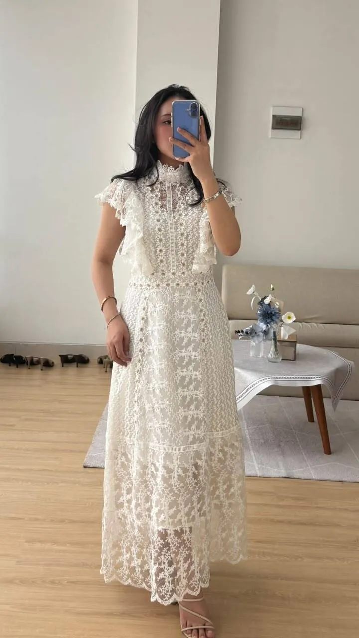 RD-0587 -  - Boho Chantilly Ruffle Dress