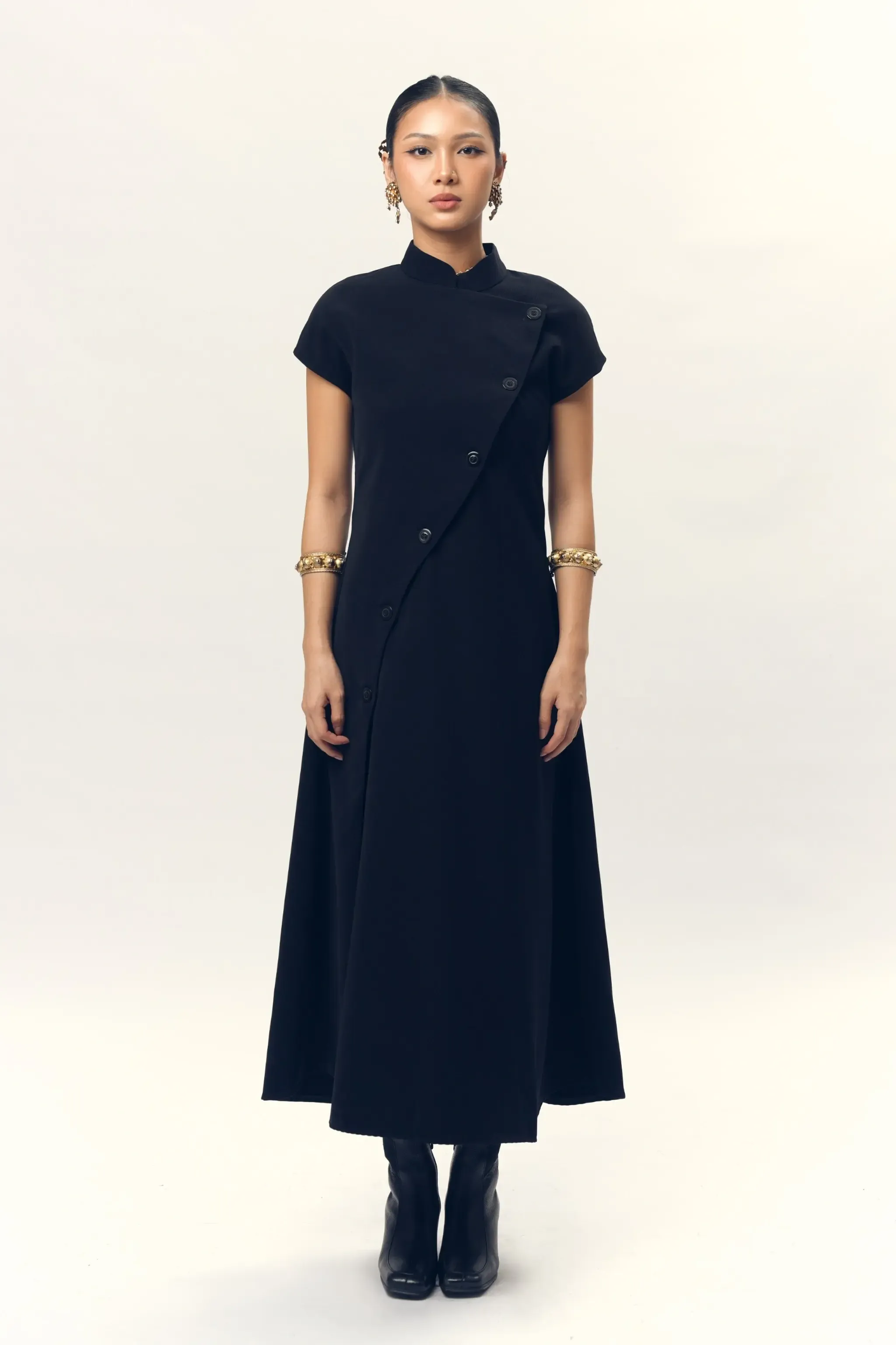 RD-0476 - Nawa Clo - Beskap Dress in Wool in Black