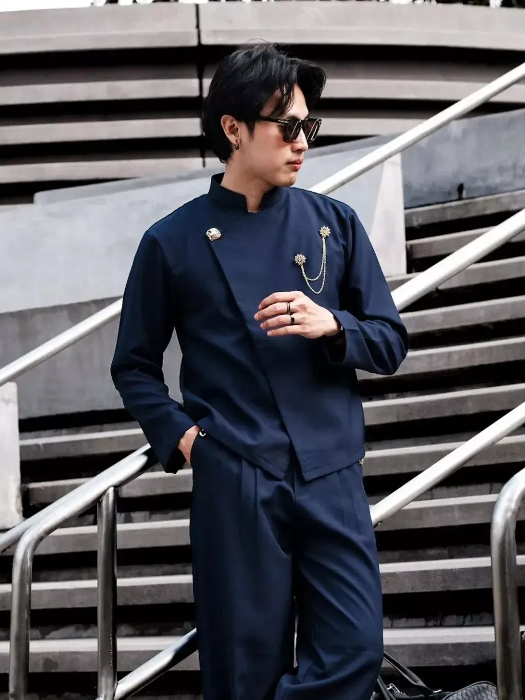 RM-0017 - Kemeja Janggan Navy size L