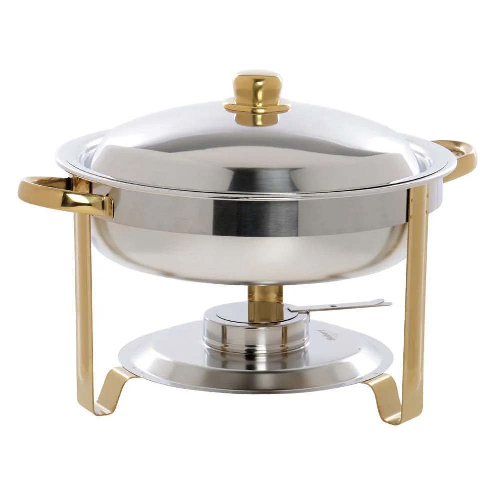 Round Gold Trim Stainless Chafer