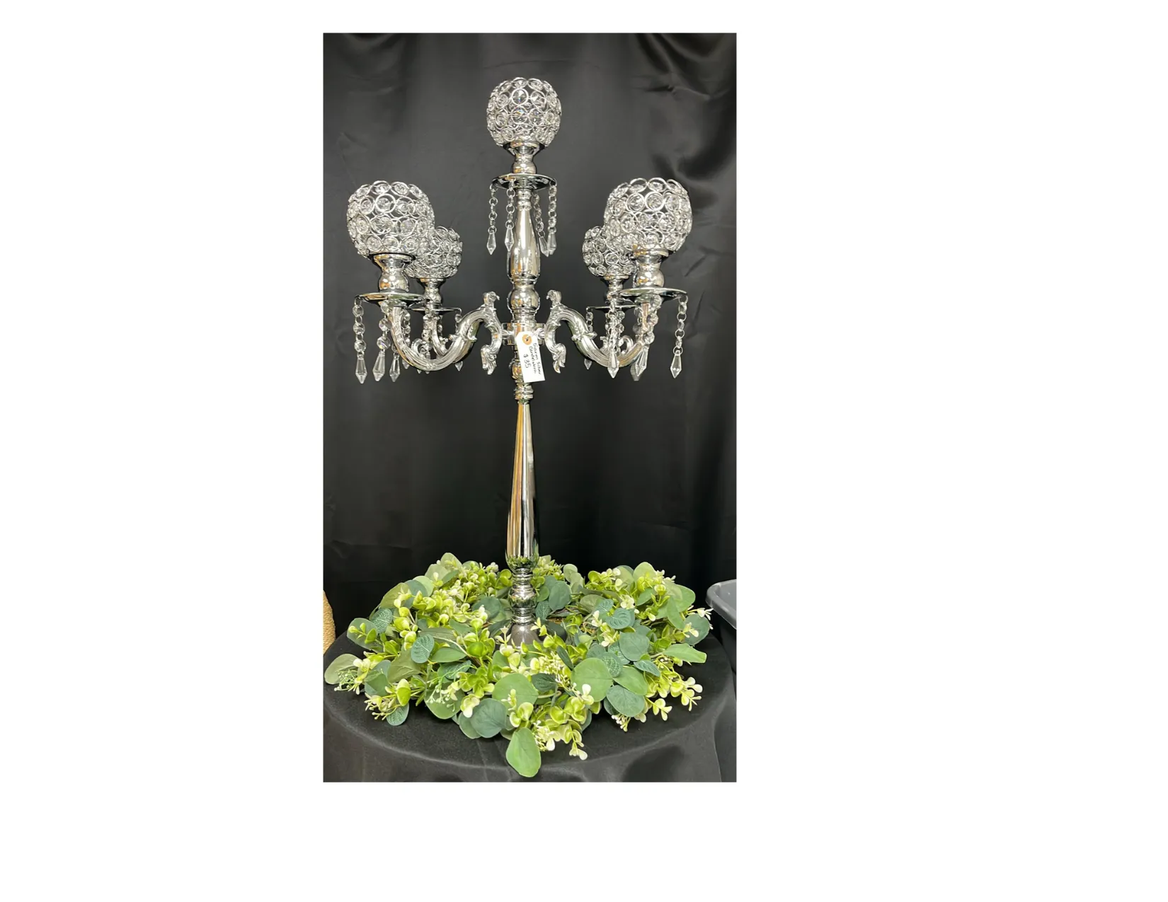 5 ARM CRYSTAL CANDELABRA /SILVER