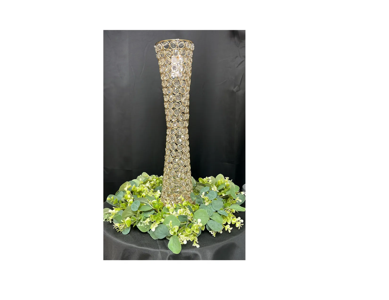 CRYSTAL BEADED HURRICANE VASE
