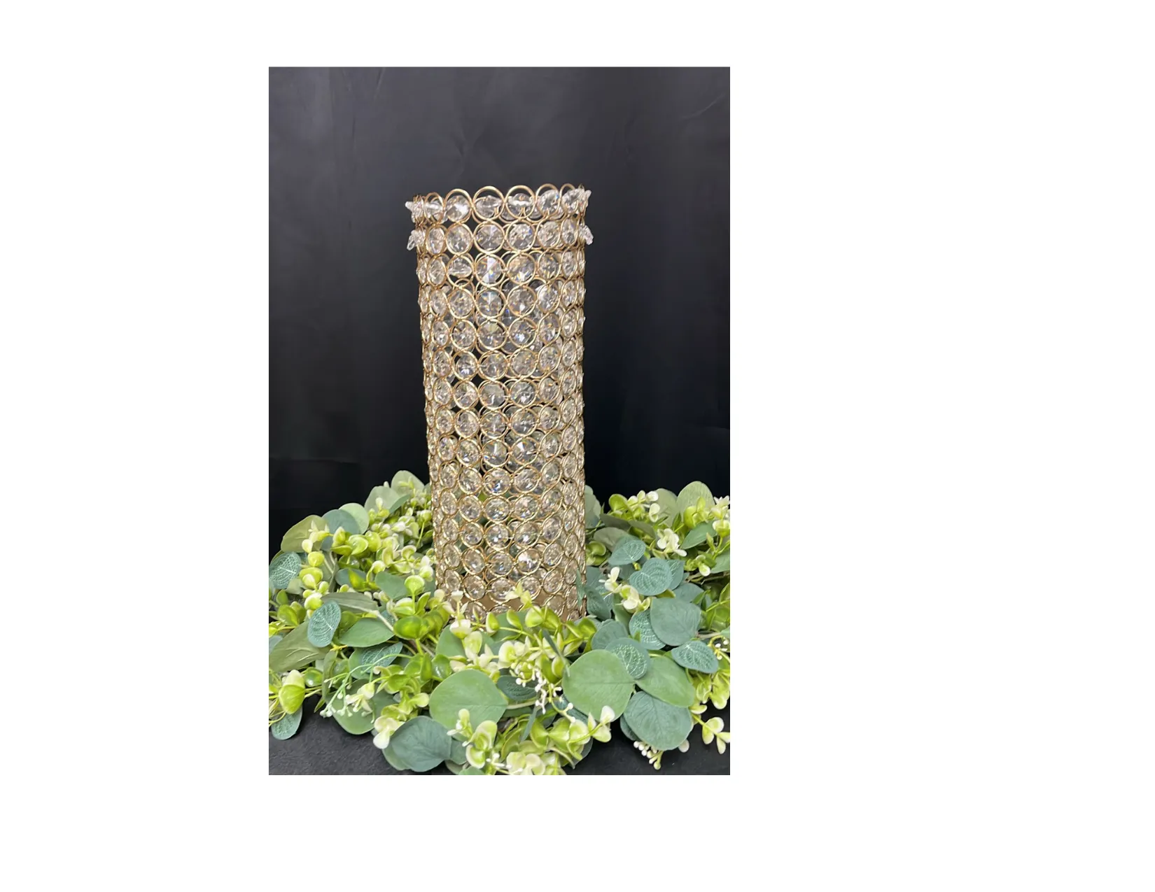 CRYSTAL BEADED PILLAR CANDLE HOLDER