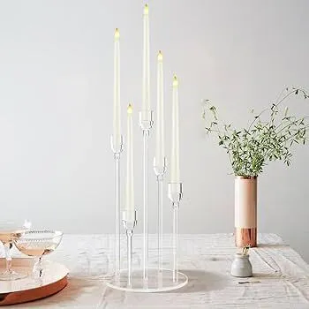 5 ARM CANDELABRA CANDLE HOLDER CLEAR