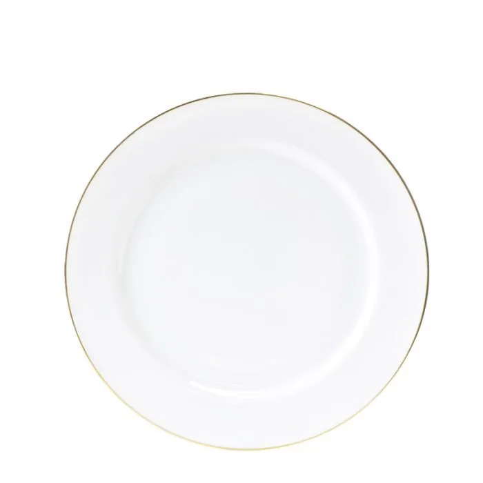White Gold Rim Dinner Plate