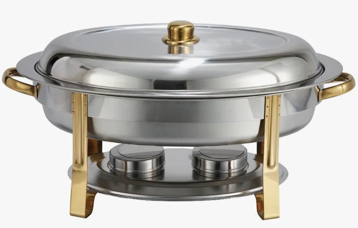 Oval Gold Trim Stainless Chafer