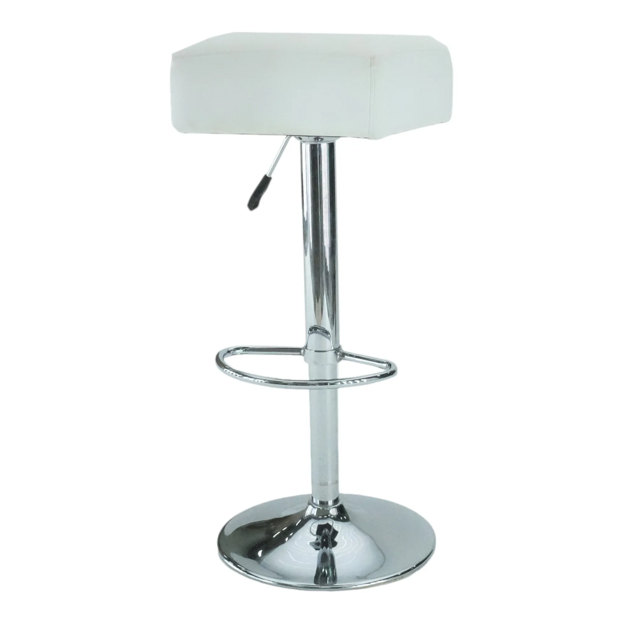 White Square Barstool with Leg Rest