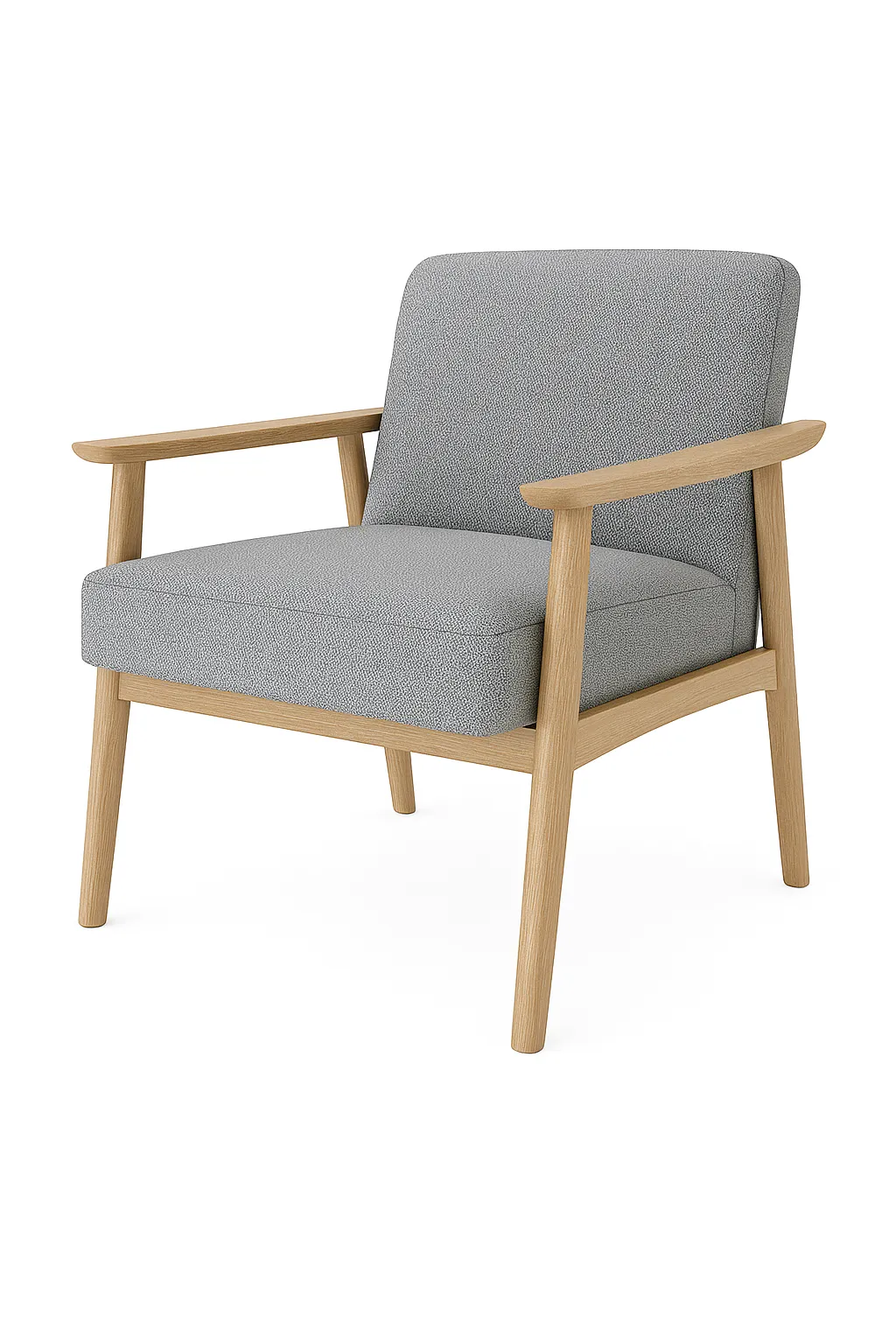 Grey Fabric Single Sofa Beech Wooden Frame