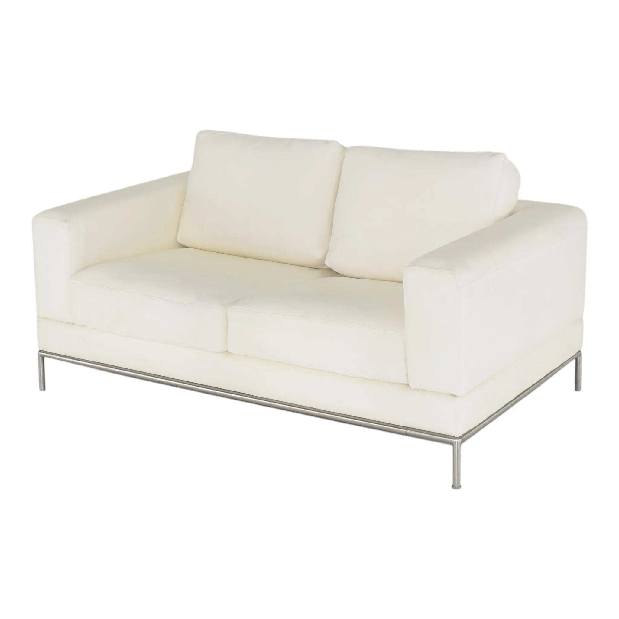 White Leatherette Double Sofa