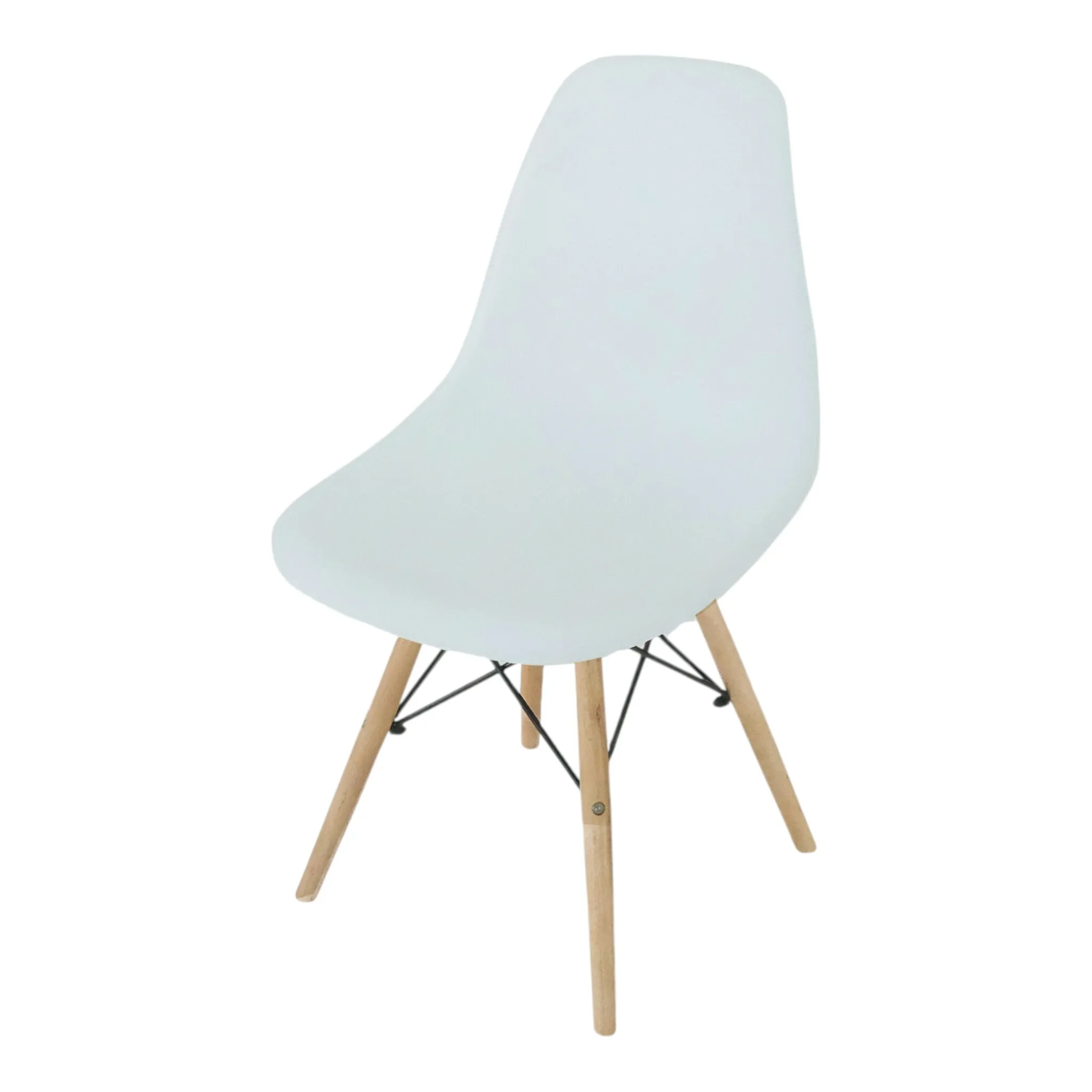 White Plastic Chair with Wooden Legs