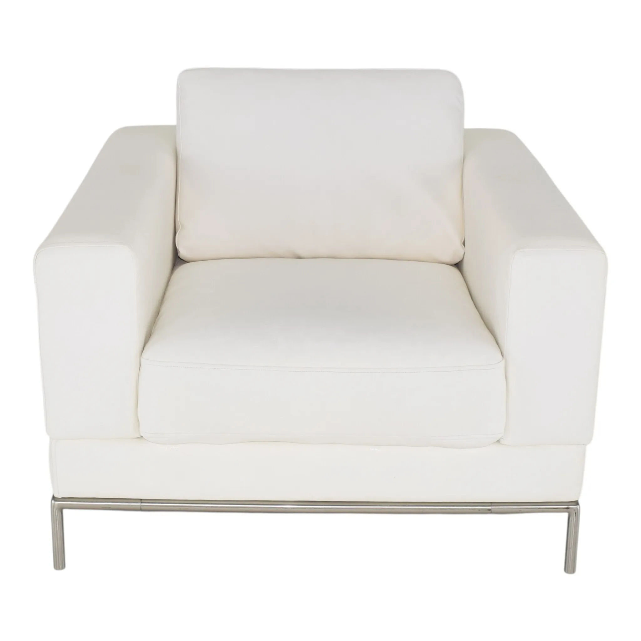White Leather Single Sofa
