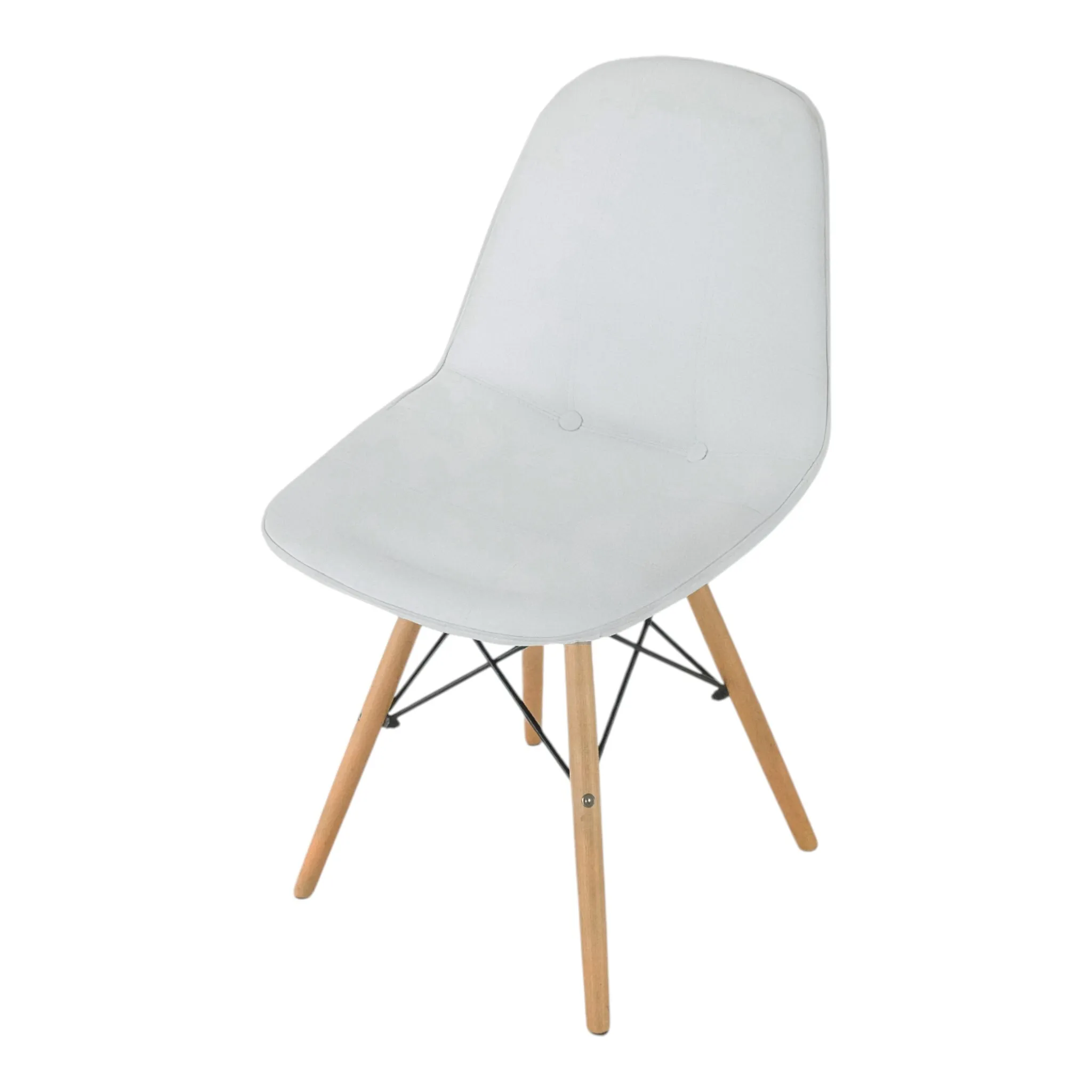 White Leather Chair with Wooden Legs