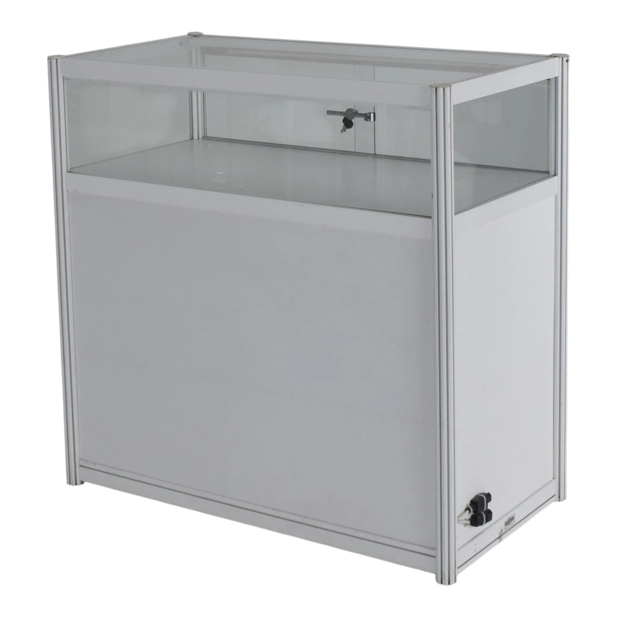 Octanorm Display Case, Glass Top, Lockable Cupboard