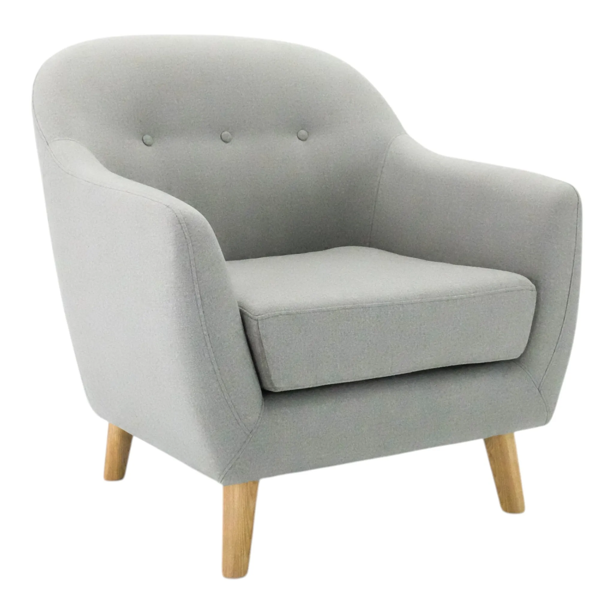 Light Grey Fabric Single Sofa with Beech Wooden Leg