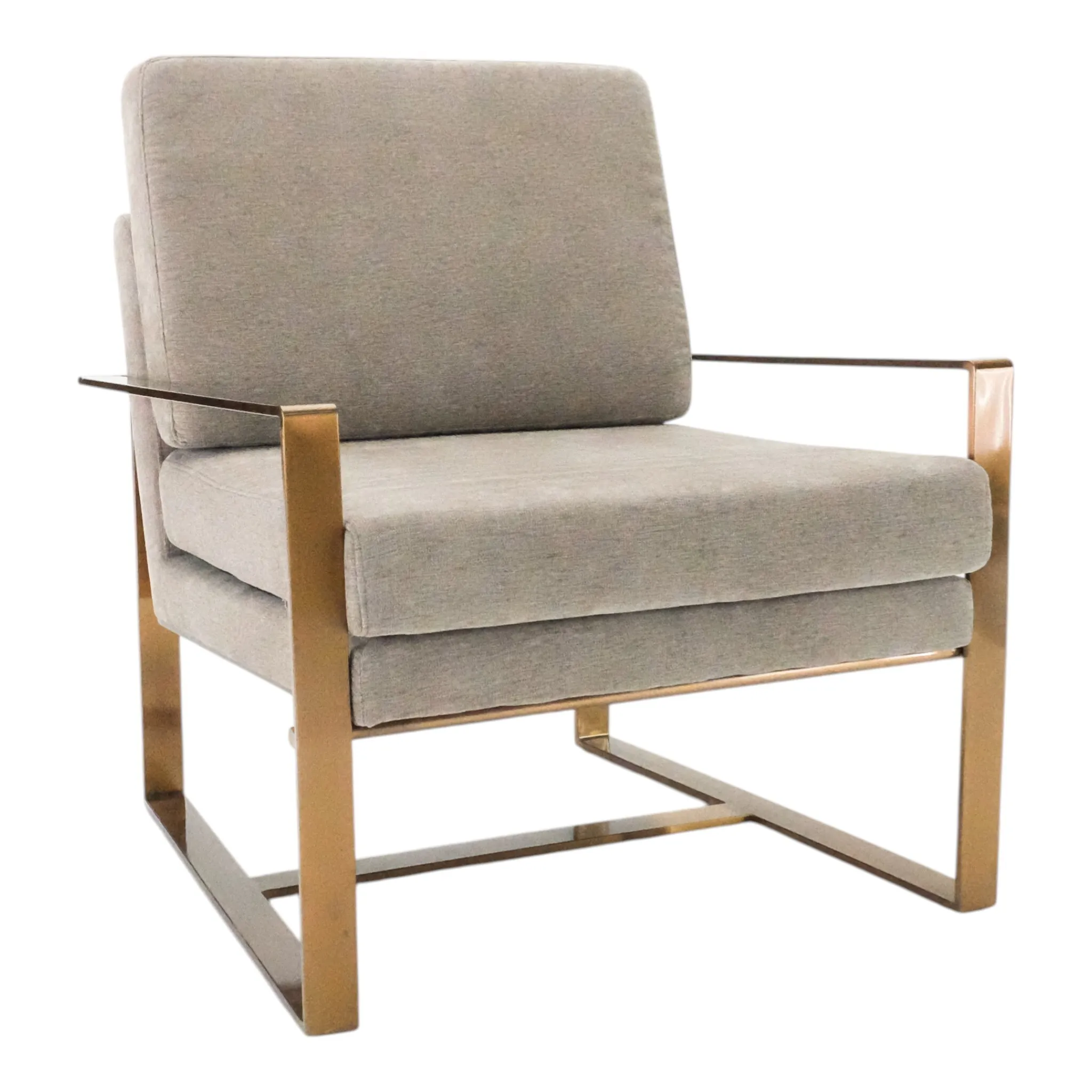 Beige Fabric Single Sofa with Bronze Frame