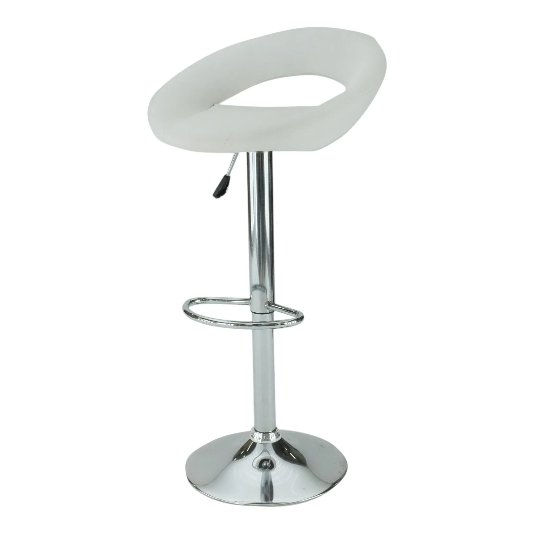 White Leatherette Barstool with Back & Leg Rest
