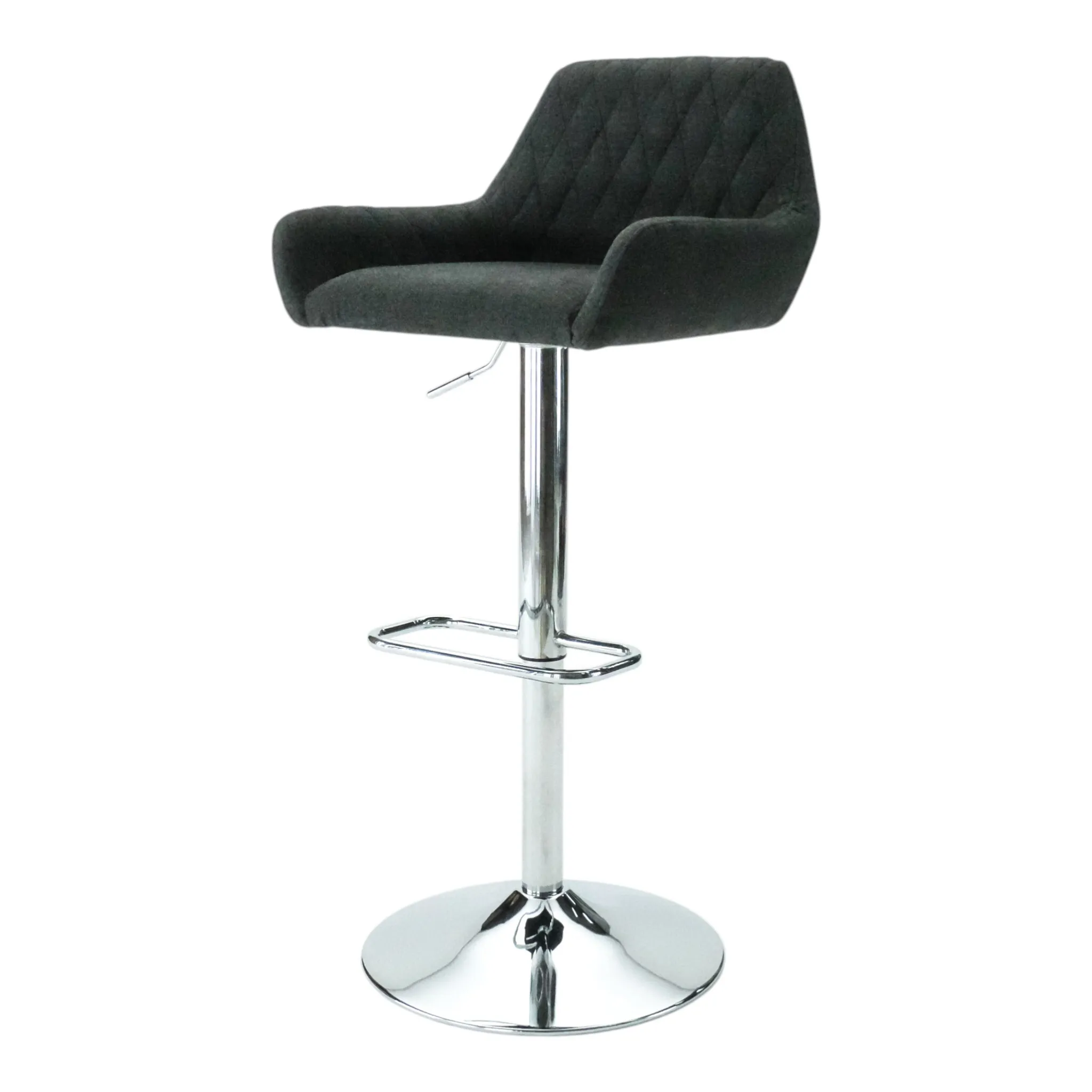 Dark Grey Leatherette Barstool with Leg Rest
