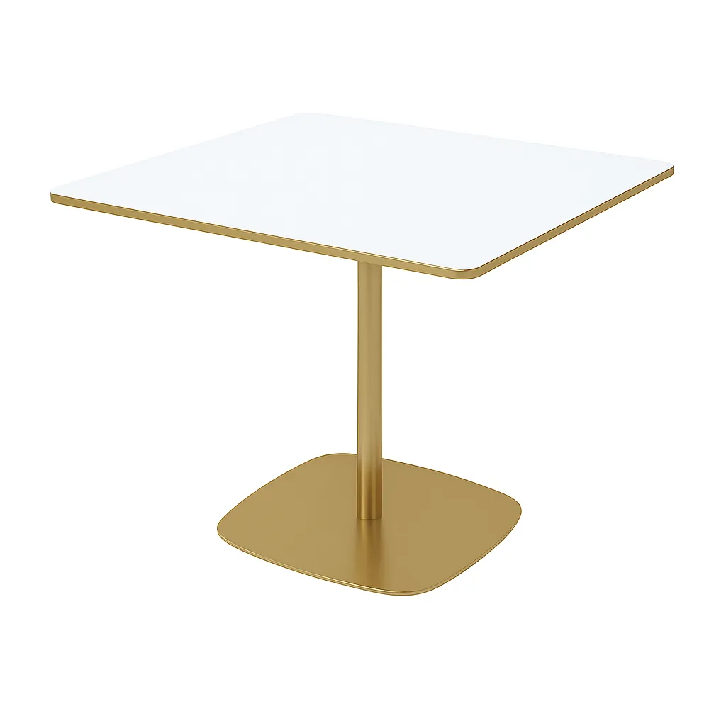 White Small Square Wooden Top with Brass Leg