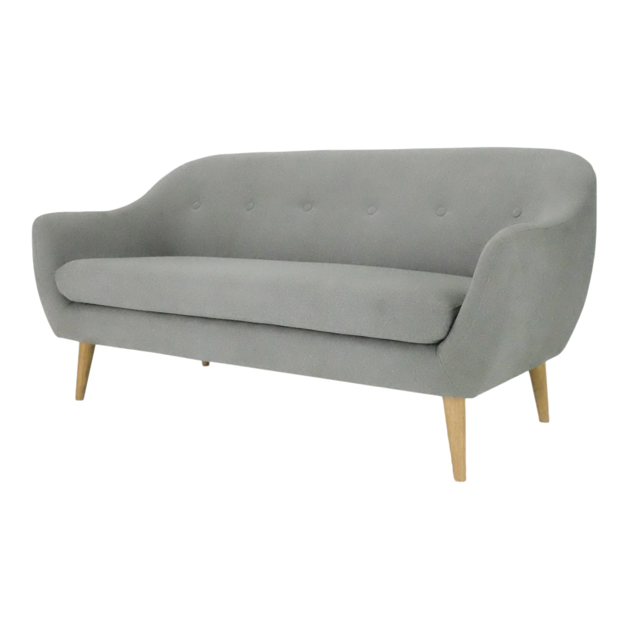 Light Grey Fabric Double Sofa with Beech Wooden Leg