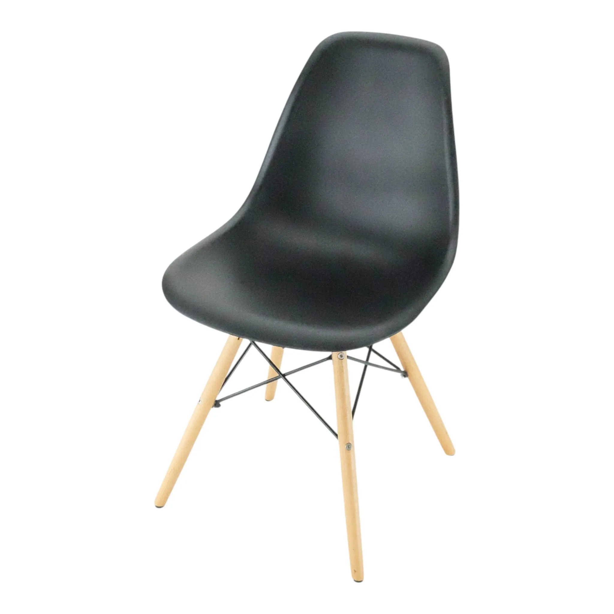 Black Plastic Chair with Wooden Legs