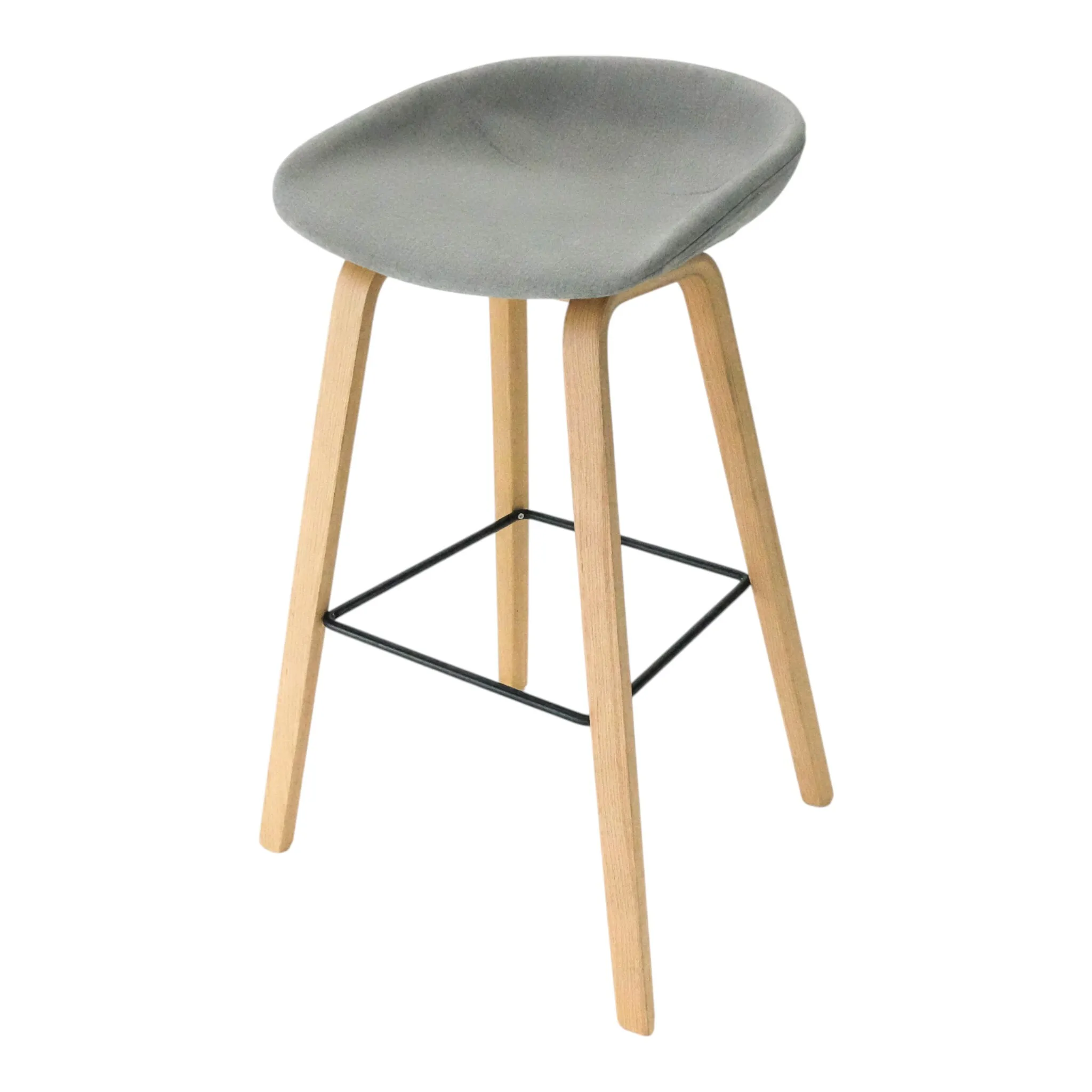 Grey Fabric Barstool with Black footrest