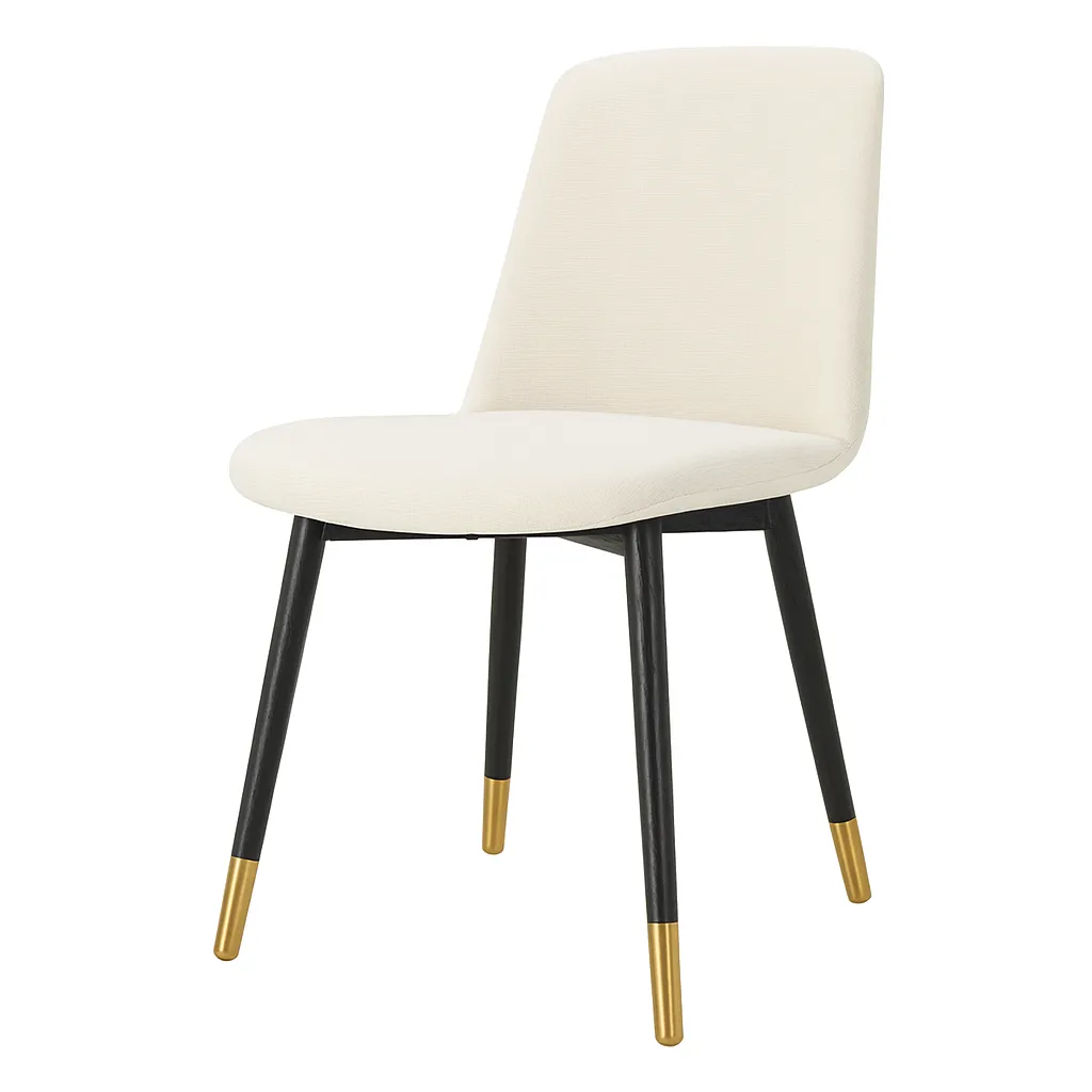 Cream Dining Chair with Gold-Tipped