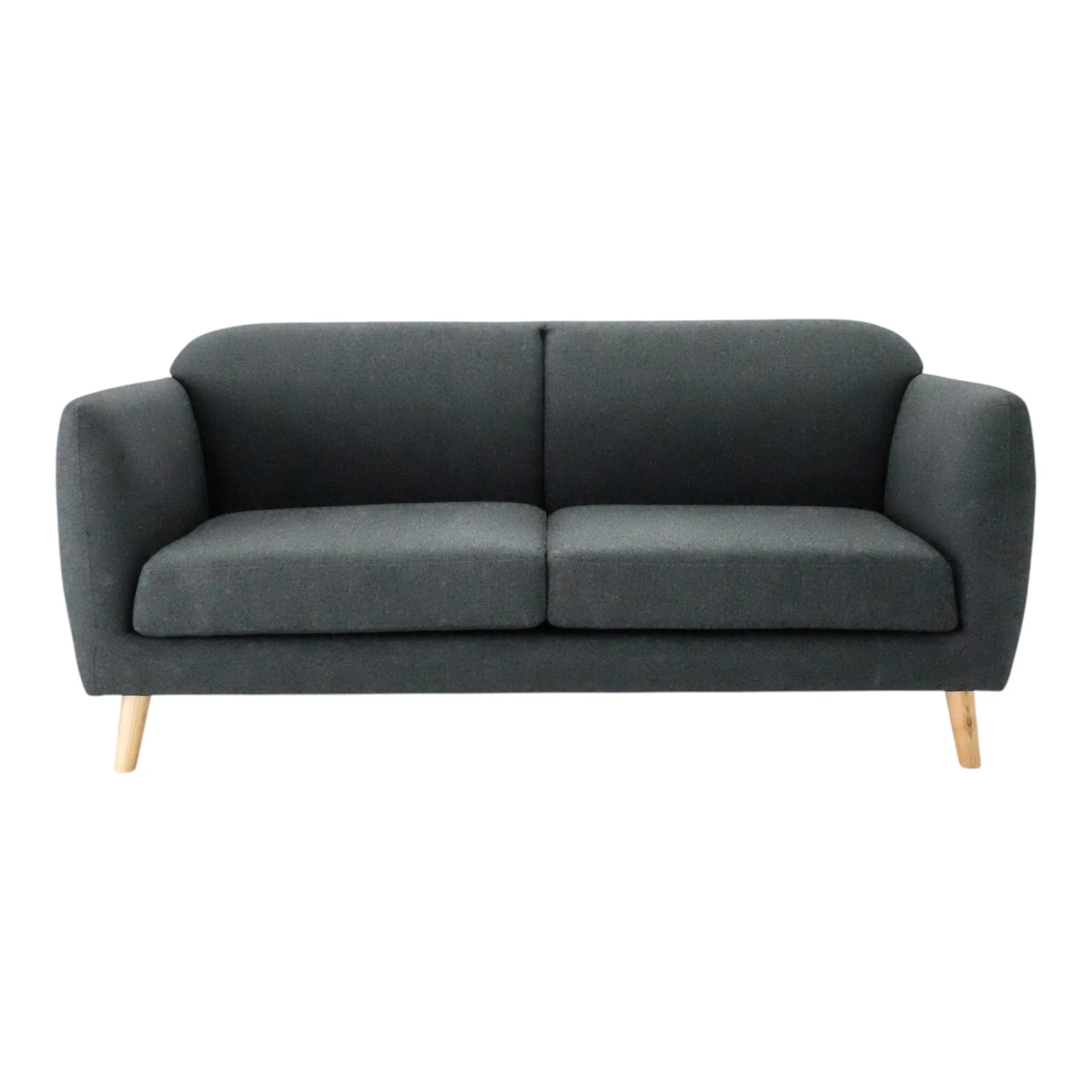 Dark Grey Fabric Double Sofa with Beech Wooden Leg