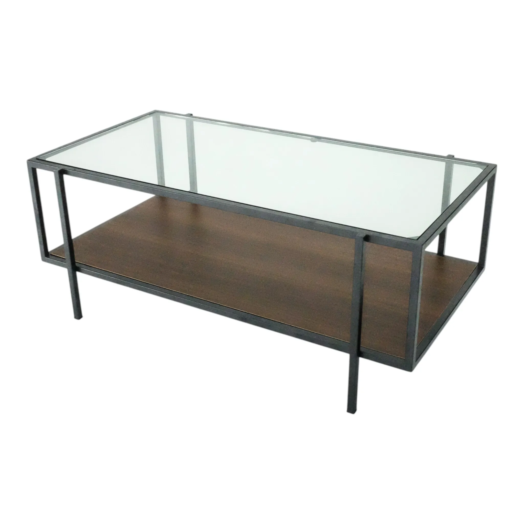 Glass Top Coffee Table with Wooden Plate