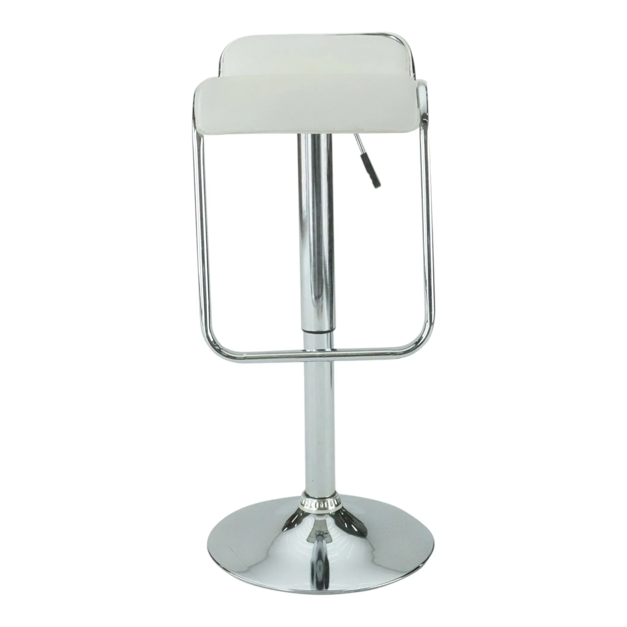 White Leatherette Barstool with Attached Leg Rest