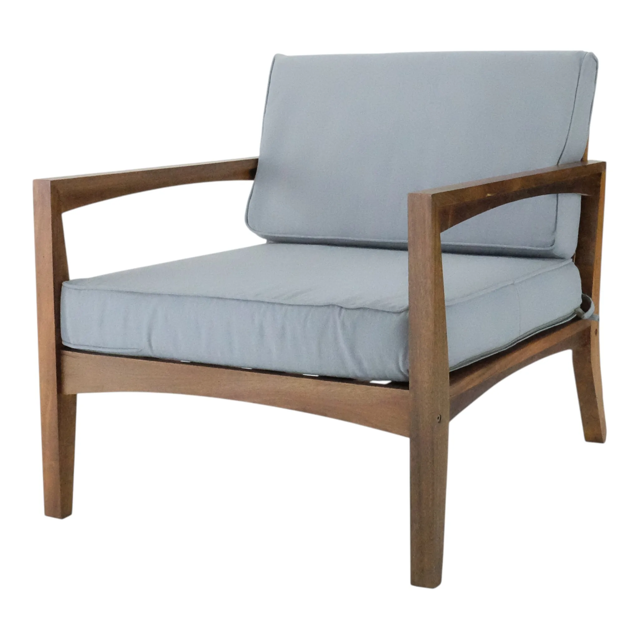 Single Light Grey Fabric Sofa with Wooden Frame