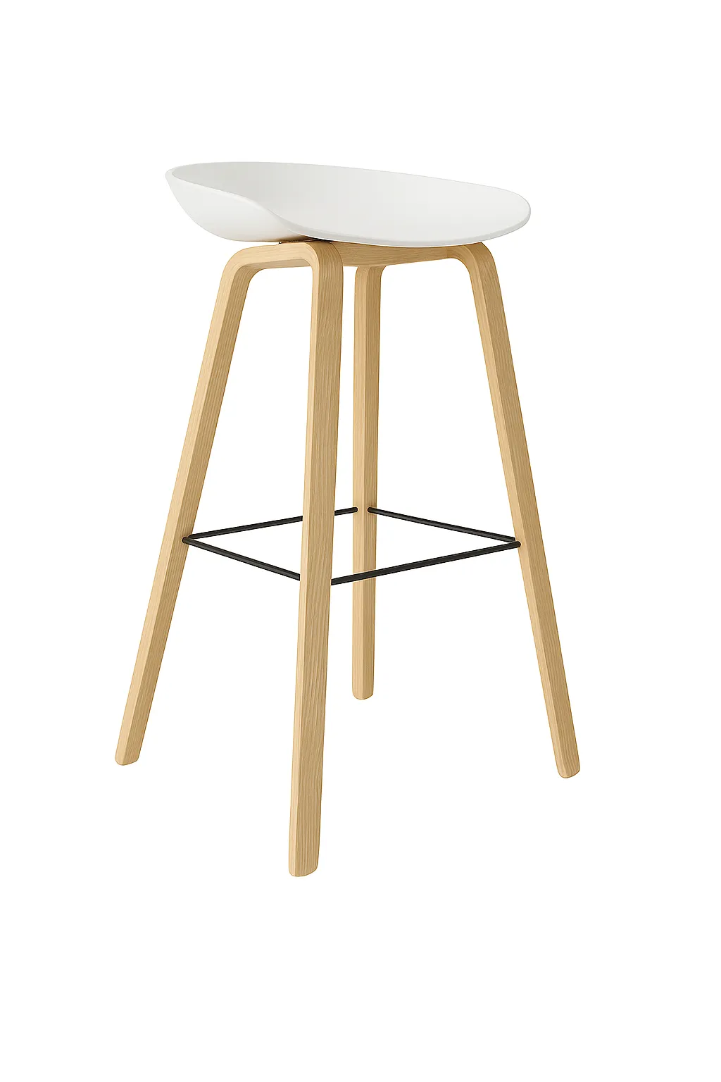 White Plastic Barstool with Black footrest