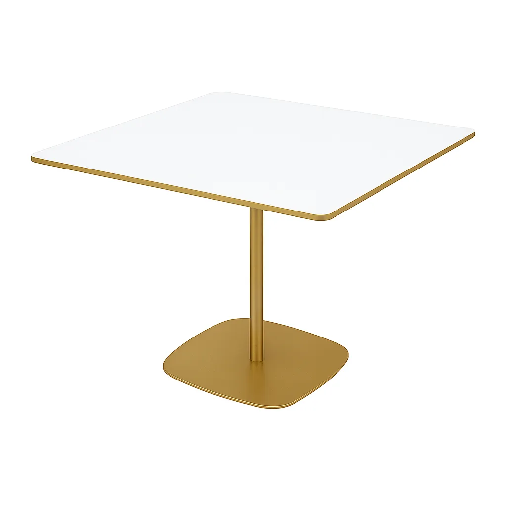 White Large Square Wooden Top with Brass Leg
