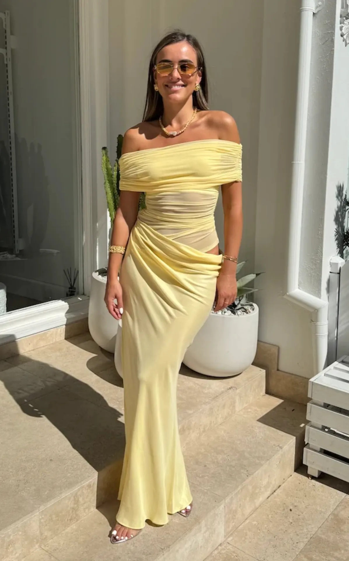 Nico Off Shoulder Maxi in Butter