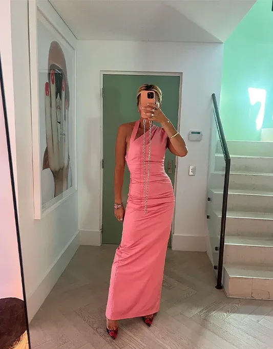 Giacomo Gathered Gown Pink