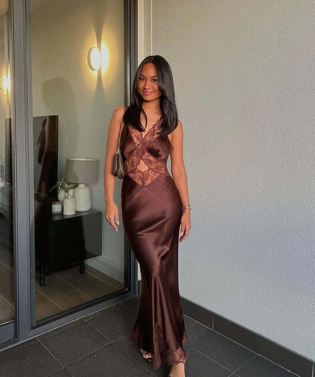 Aries Cut Out Gown Brown