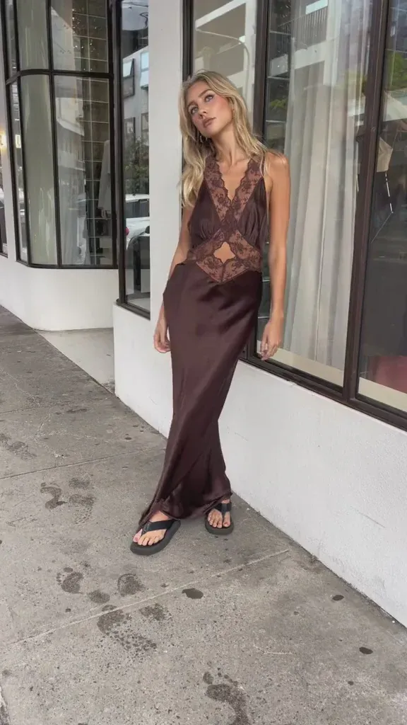 Aries Cut Out Gown Brown