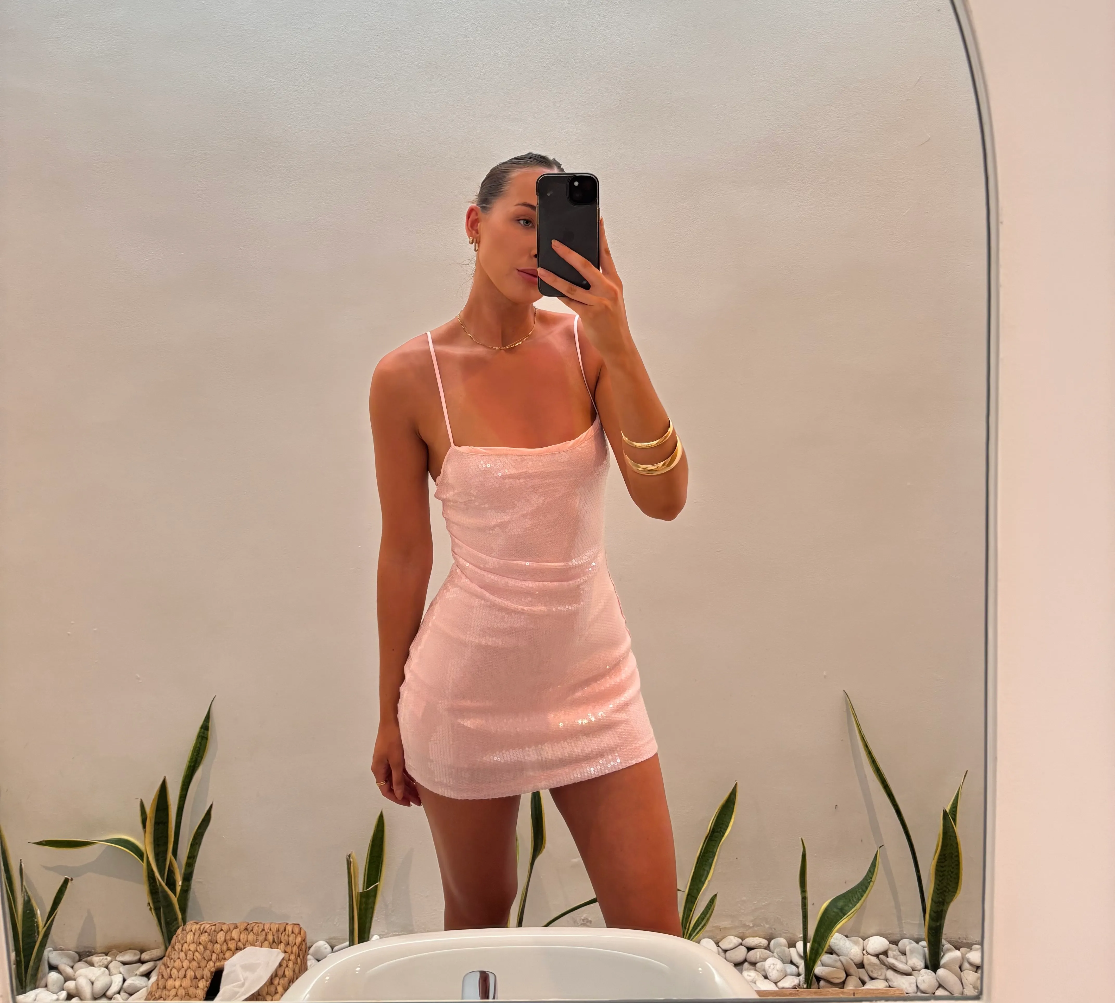 Juliano Sequin Mini Dress Pink