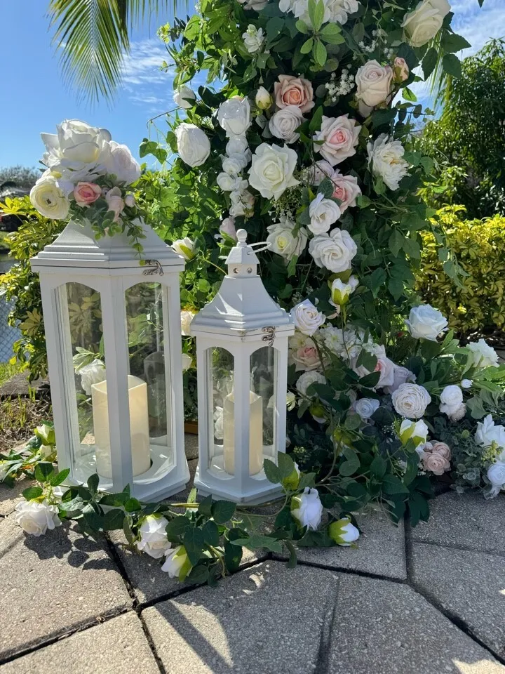 White Wood Wedding Lantern 