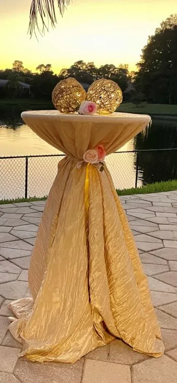 Cocktail Table with Crinkle Taffeta Tablecloth