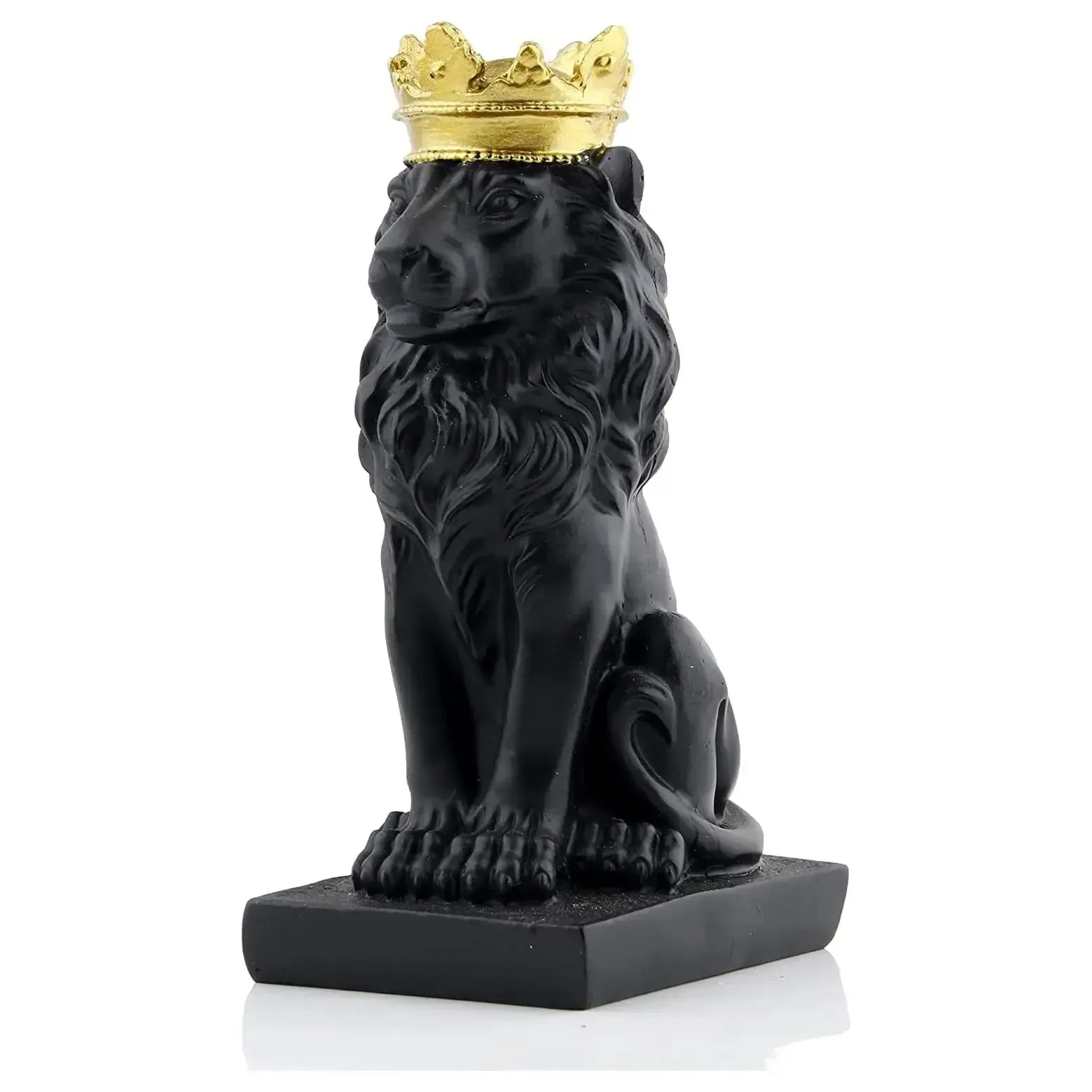Lion Statue wearing Crown XL - Black
