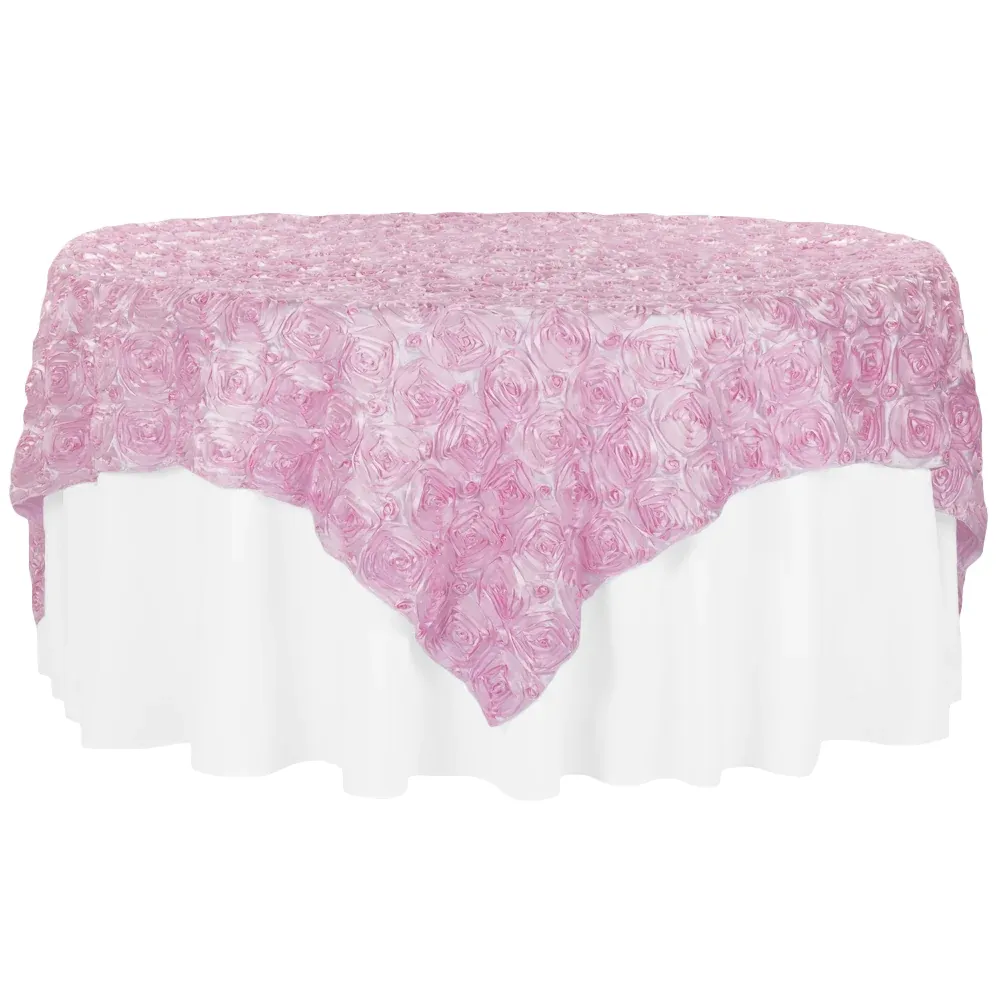 Tablecloth - Square Overlay - 85" Pink Rosette