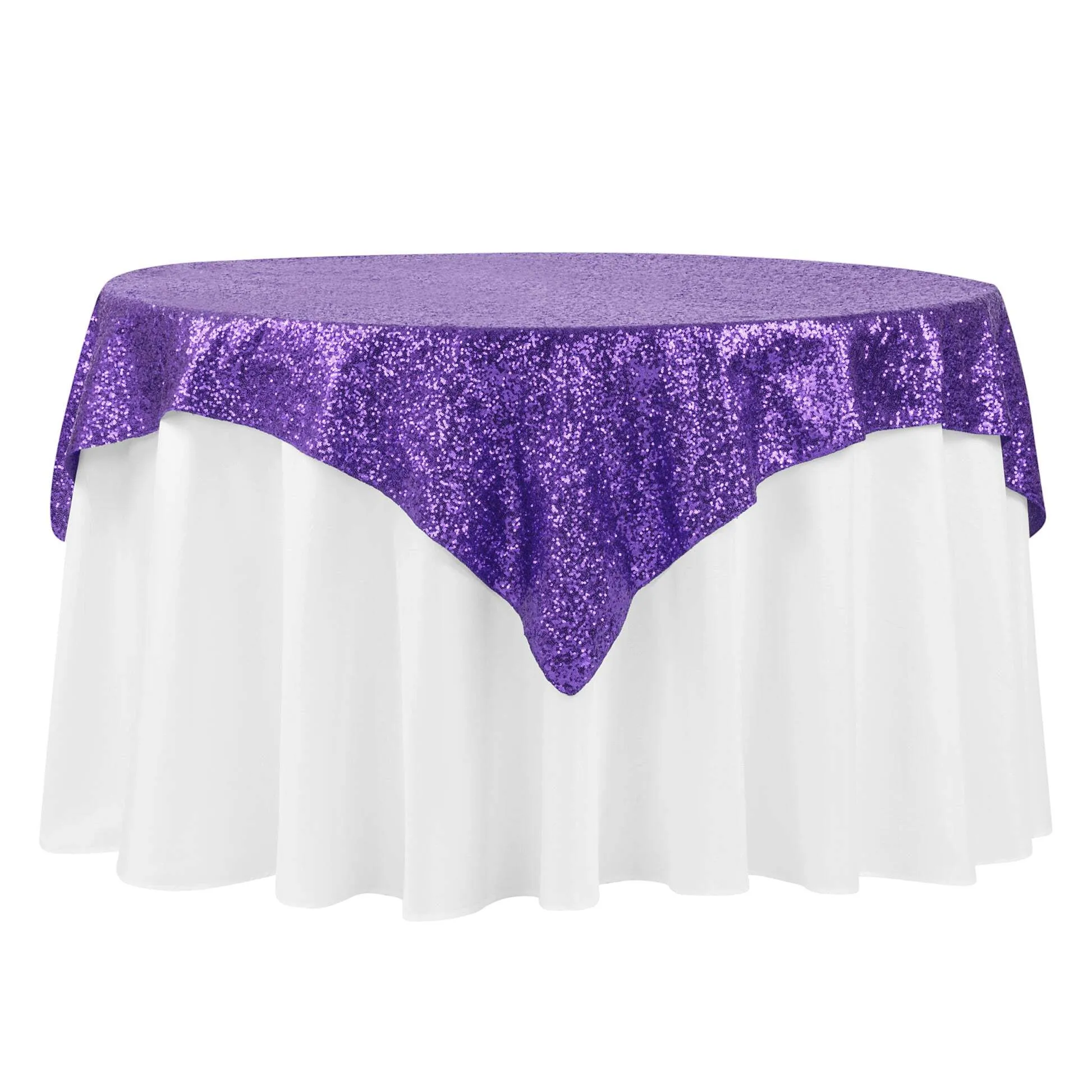 Tablecloth - Square Overlay 60" Sparkle Glitter - Purple