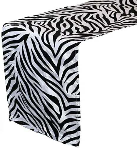 Table Runner 12" x 108" Taffeta - Zebra