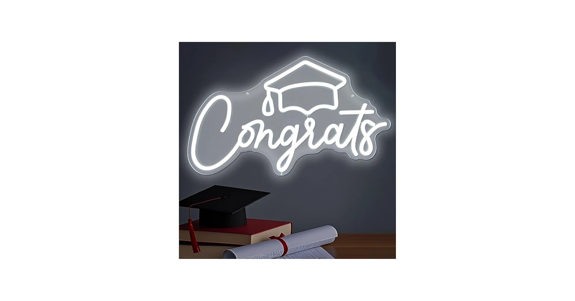 Neon Sign - Congrats with Graduation Cap