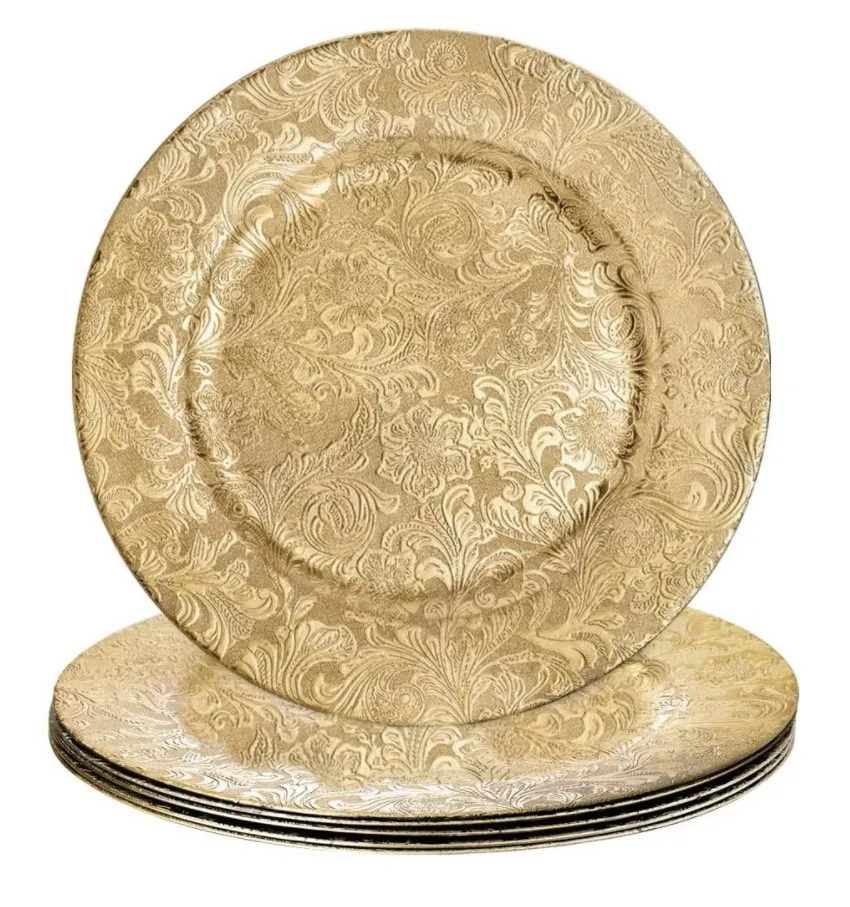 Charger Plate - Gold Floral Design