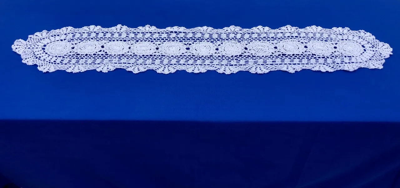 Table Runner 12" x 51" Handmade Crochet - White
