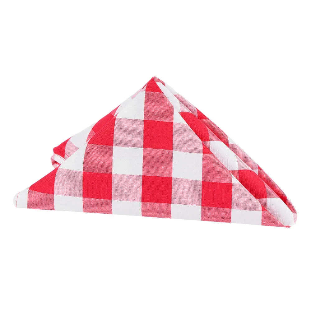 Napkin - 20" x 20" Polyester - Red & White Gingham Checkered