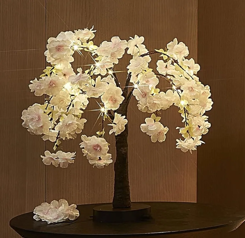 18" Cherry Blossom Tree with Lights - Pink
